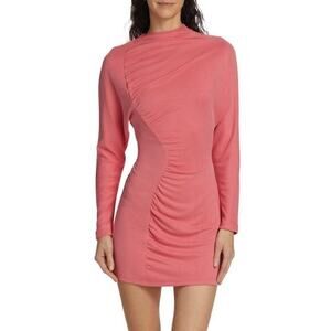 Acler Mini‎ Dress Size 10 Pink Fulham Draped Long Sleeve
